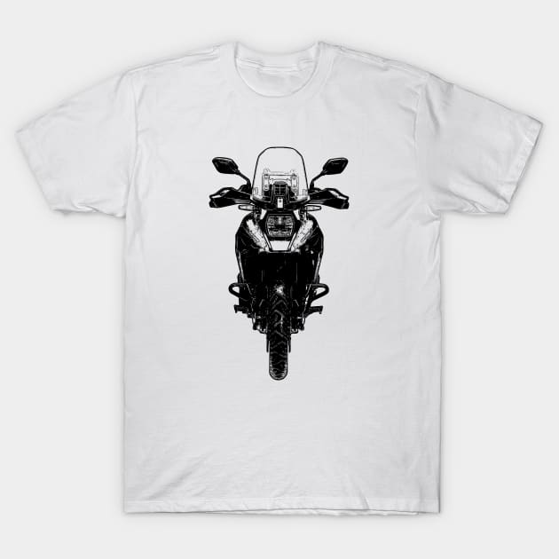 V Strom 1050XT Bike Front View Sketch Art T-Shirt by KAM Std